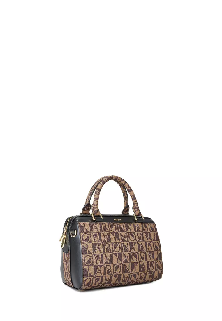 Black Lara Monogram Satchel Bag