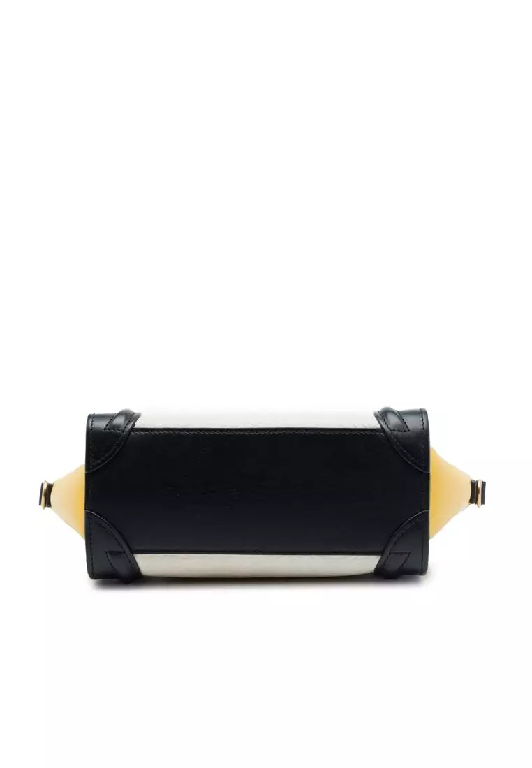Pre-Loved Celine Nano Tricolor Nubuck And Drummed Calfskin Luggage Tote