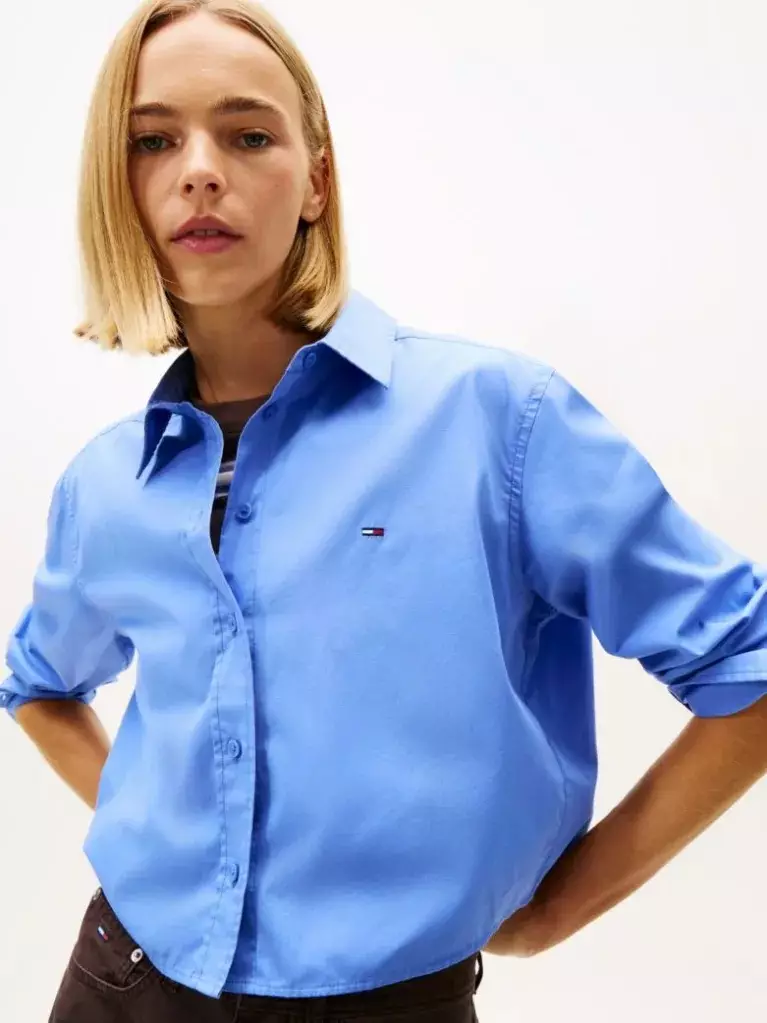 Tommy Jeans - Relaxed Fit Cropped Poplin Shirt