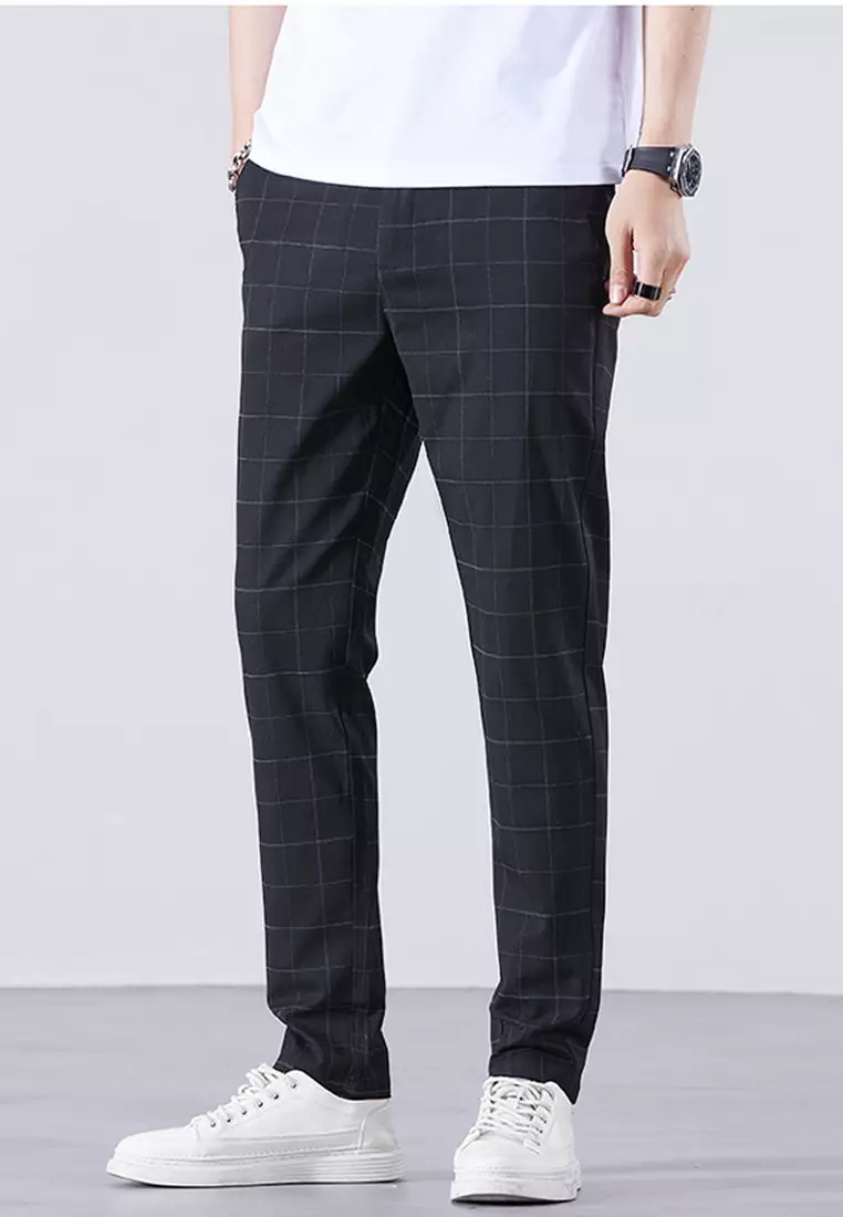 Checked Slim Fit Suit Pants