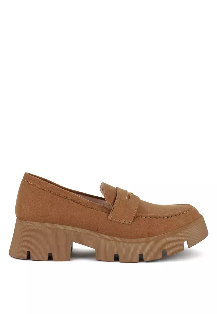 Discount on London Rag  shoes - SKU: Tan Micro Suede Chunky Loafers