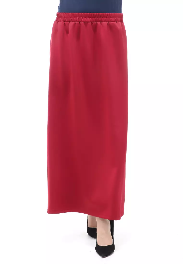 Rok Panjang Muslimah Polos Bawahan Wanita Regular Fit All Size - Maroon
