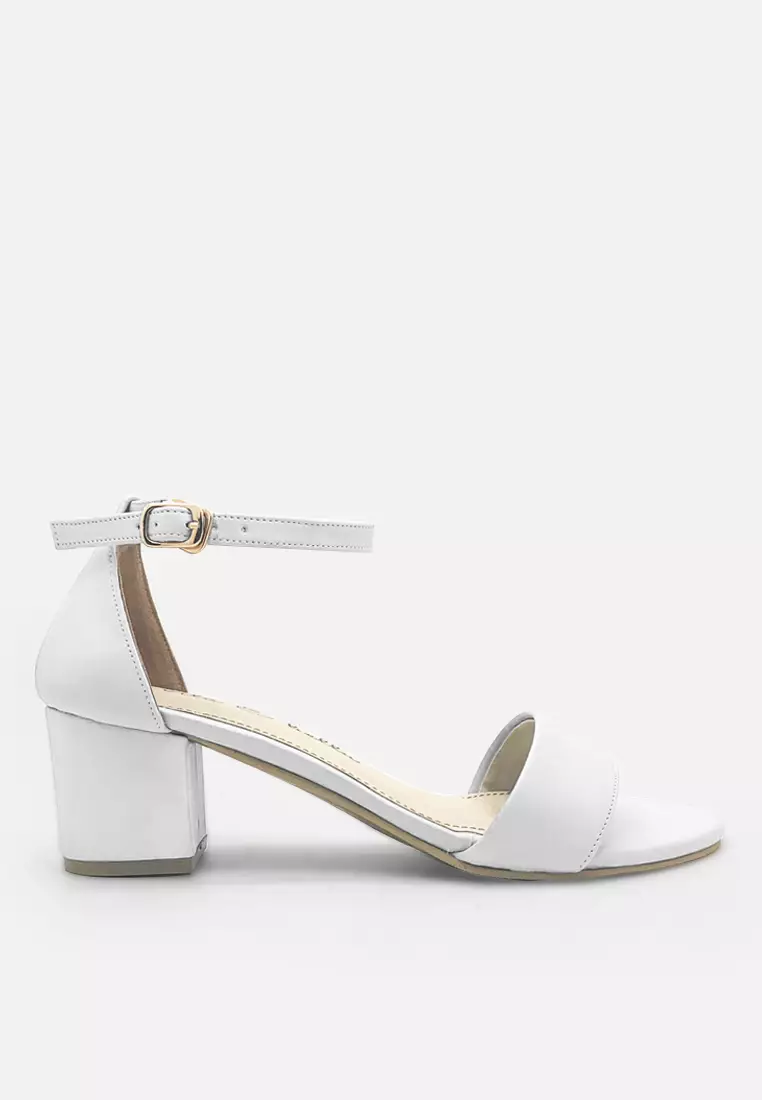 Chloe Ankle Strap Sandal Block Heels Vegan Leather