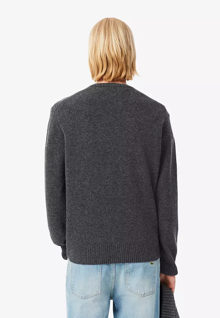 Carded Wool Crew Neck Sweater