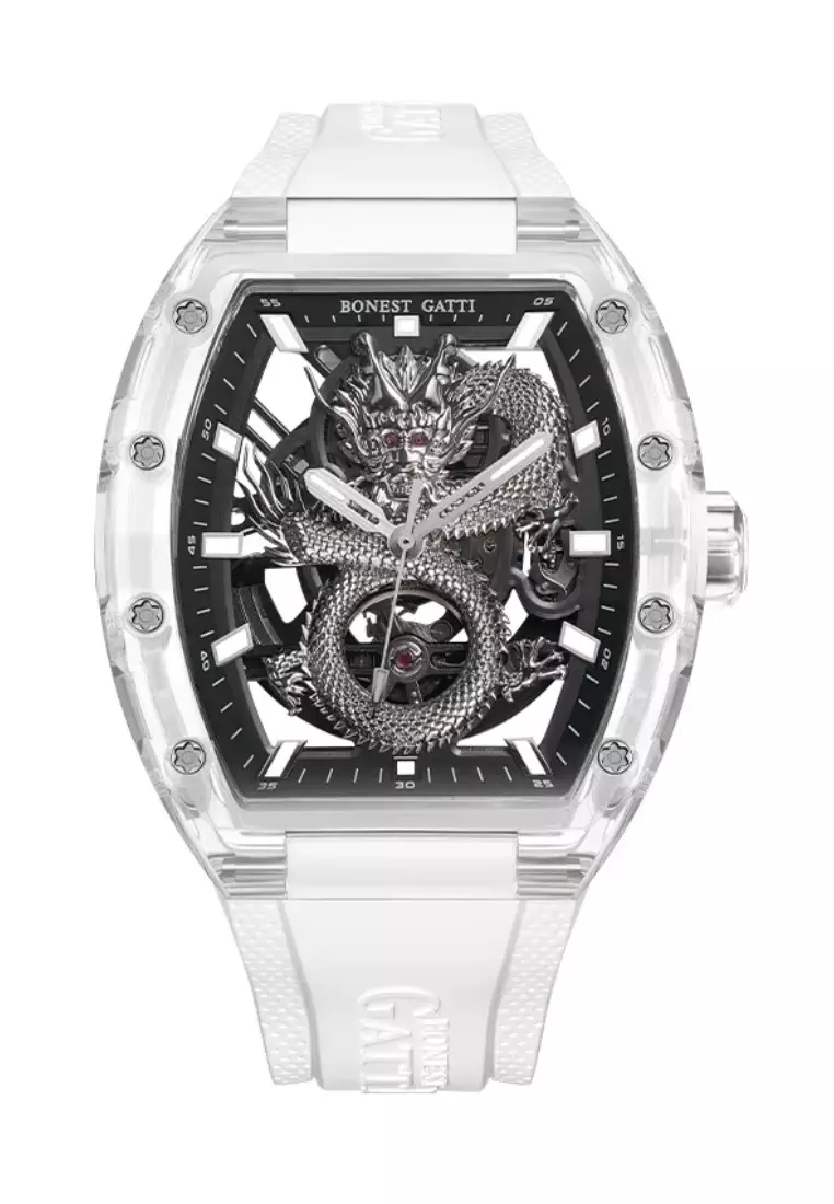 BONEST GATTI™ Automatic Unisex K9 Crystal Watch, Rubber Strap