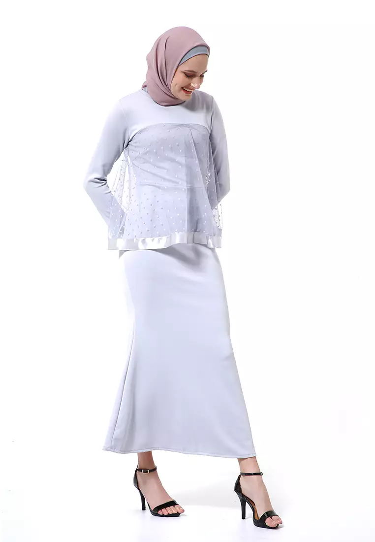 Gaun Model Duyung Fashion Muslimah Atasan Wanita Long Stlye Premium High Quality - Abu