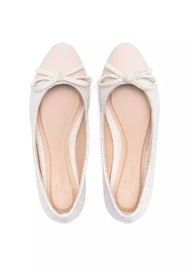 Audrey Ballerina Flat Shoes in Beige