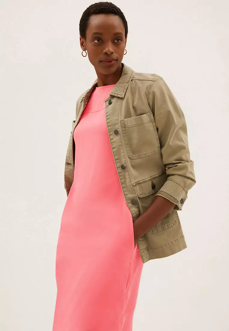 Round Neck Knee Length Shift Dress