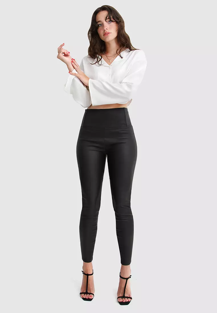 High waisted deals coated leggings