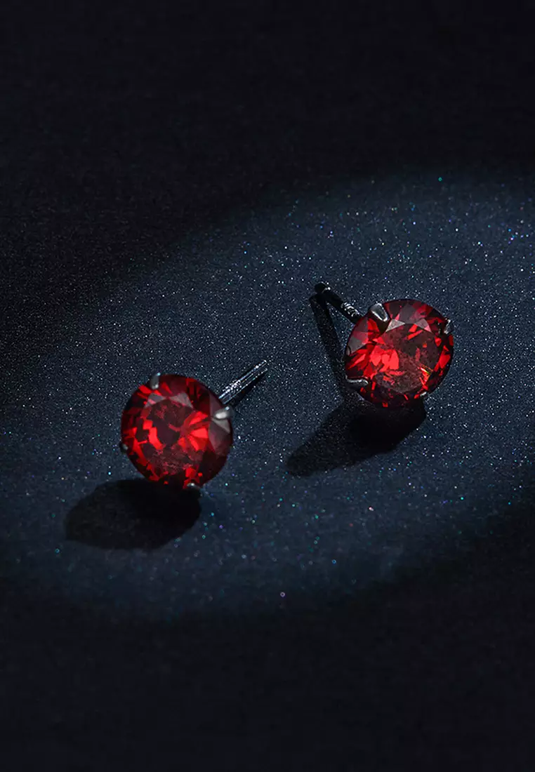Scarlet Diamond Round Cut Four Prong Stud Earrings