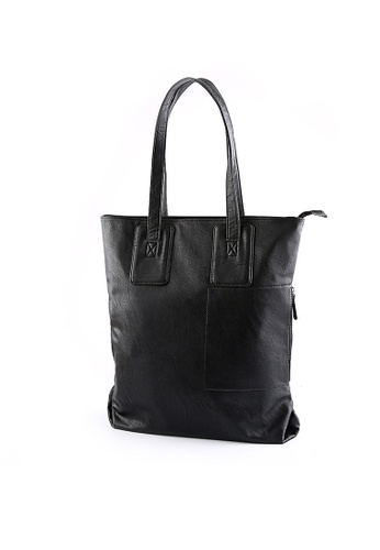 Lara black Plain Zipper Tote Bag - Black 38798ACA634824GS_1