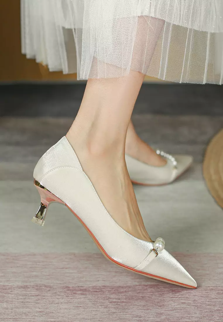 5CM Pearl Chain Synthetic Leather Pumps 2046-9