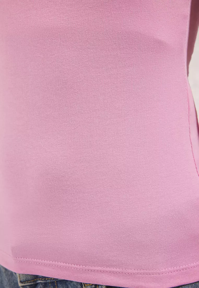 Pink Square Collar Zero Sleeve Cotton Flexible Fitted Knitted Undershirt Twoss24Al00013