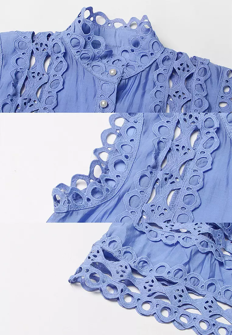 2025夏季圓領無袖蕾絲連衣裙CA24032624BL