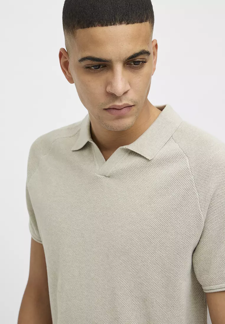 JACK & JONES Herren Pullover | Jprcceaston Knit Split Neck | Kurzarm