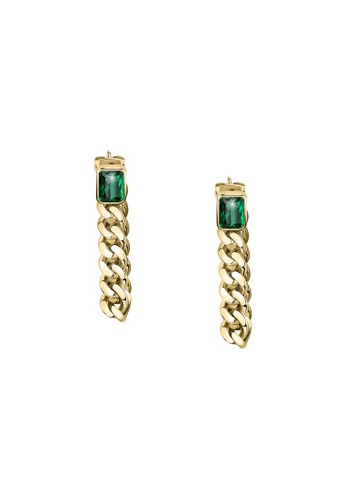 Chiara Ferragni gold Chiara Ferragni Chain 48mm Women's Green Stone Earrings J19AUW32 1E4AEACD166E64GS_1