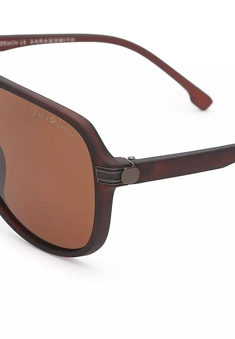 Unisex Casual Polarized Aviator Sunglasses - Matte Tea