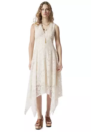 lace bodice chiffon dress Long Chiffon Lace Illusion Formal Prom Dress main image 0