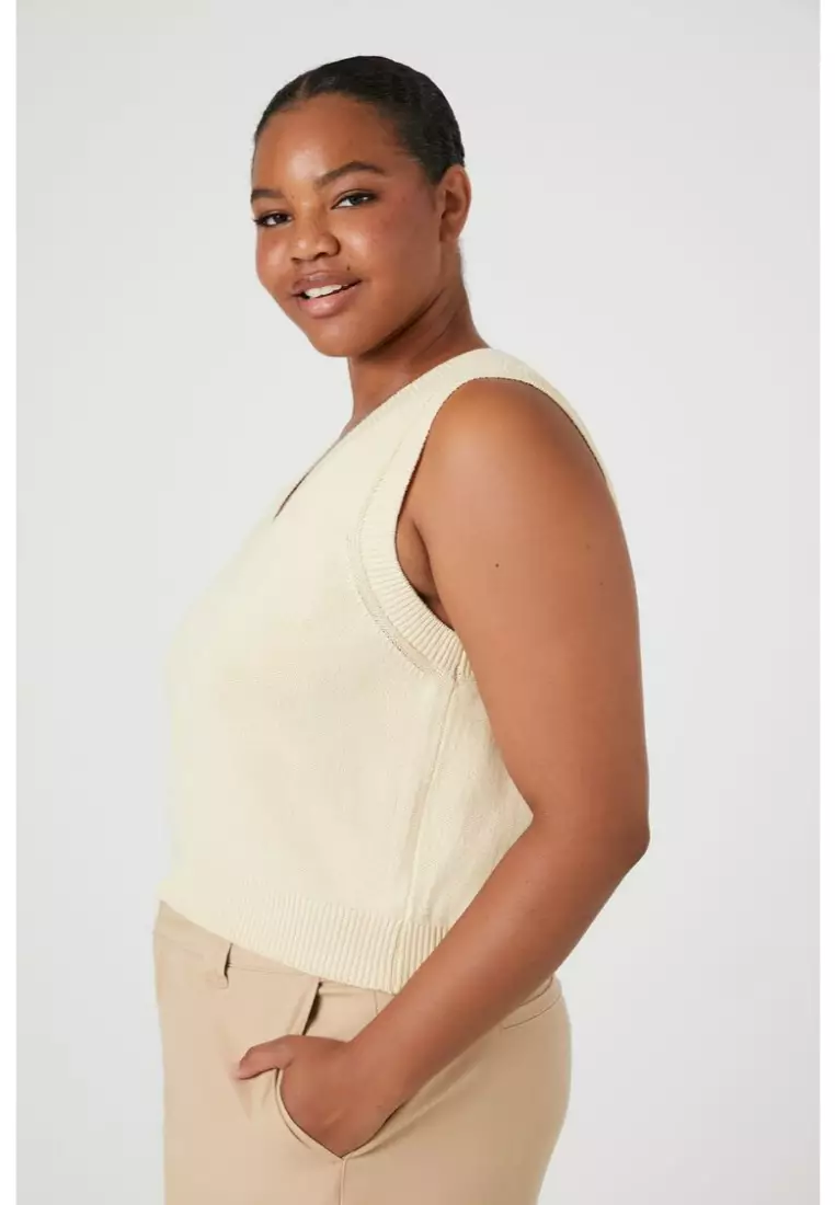 Buy FOREVER 21 Plus Size Ribbed Trim Sweater Vest 2024 Online