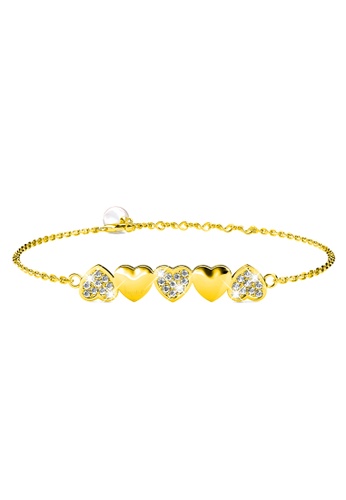 Krystal Couture gold KRYSTAL COUTURE Gold Alternate Upside Down Heart-Shaped Bracelet Embellished with Swarovski® Crystals 5FCF9AC80C5BE0GS_1