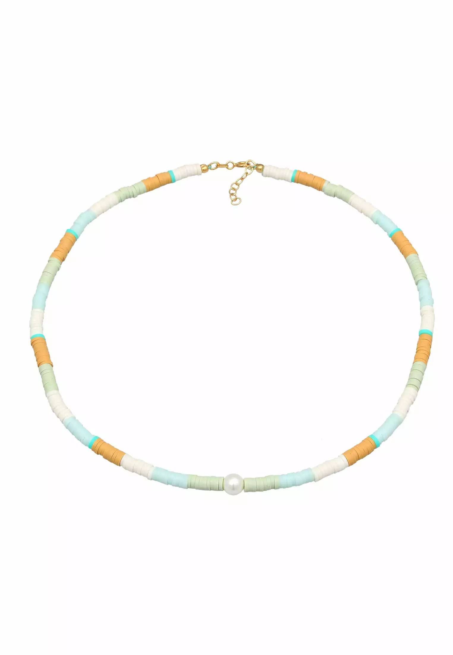 Necklace Surfer Heishi Beads Shell Core Pearls In 925 Sterling Silver