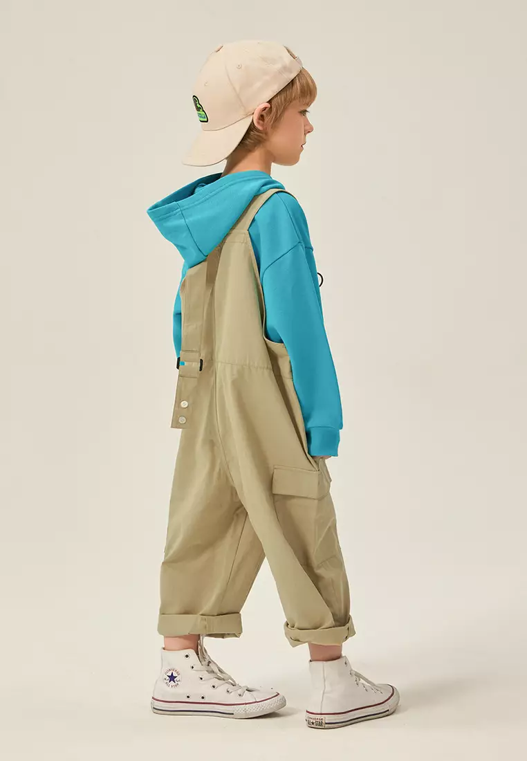 儿童裤子日系工装多口袋宽松背带裤