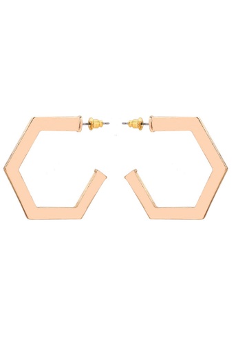 A-Excellence gold Open Hexagon Design Earrings A70CCAC401C8CCGS_1