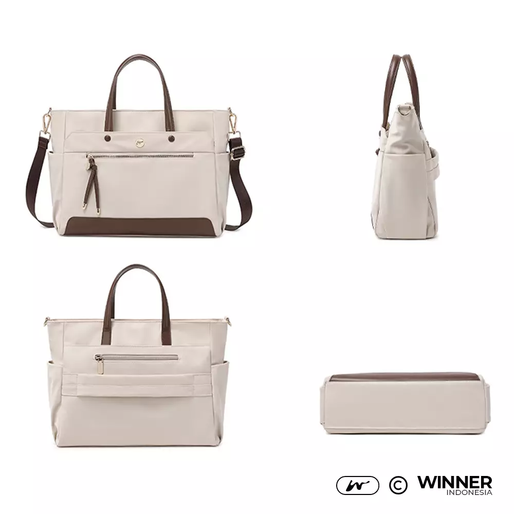 Tas Laptop 14 inch Bahu Selempang Nilon Oxford Anti-Air Wanita Bag (T14-024-5185) - Warna Khaki 14 inch