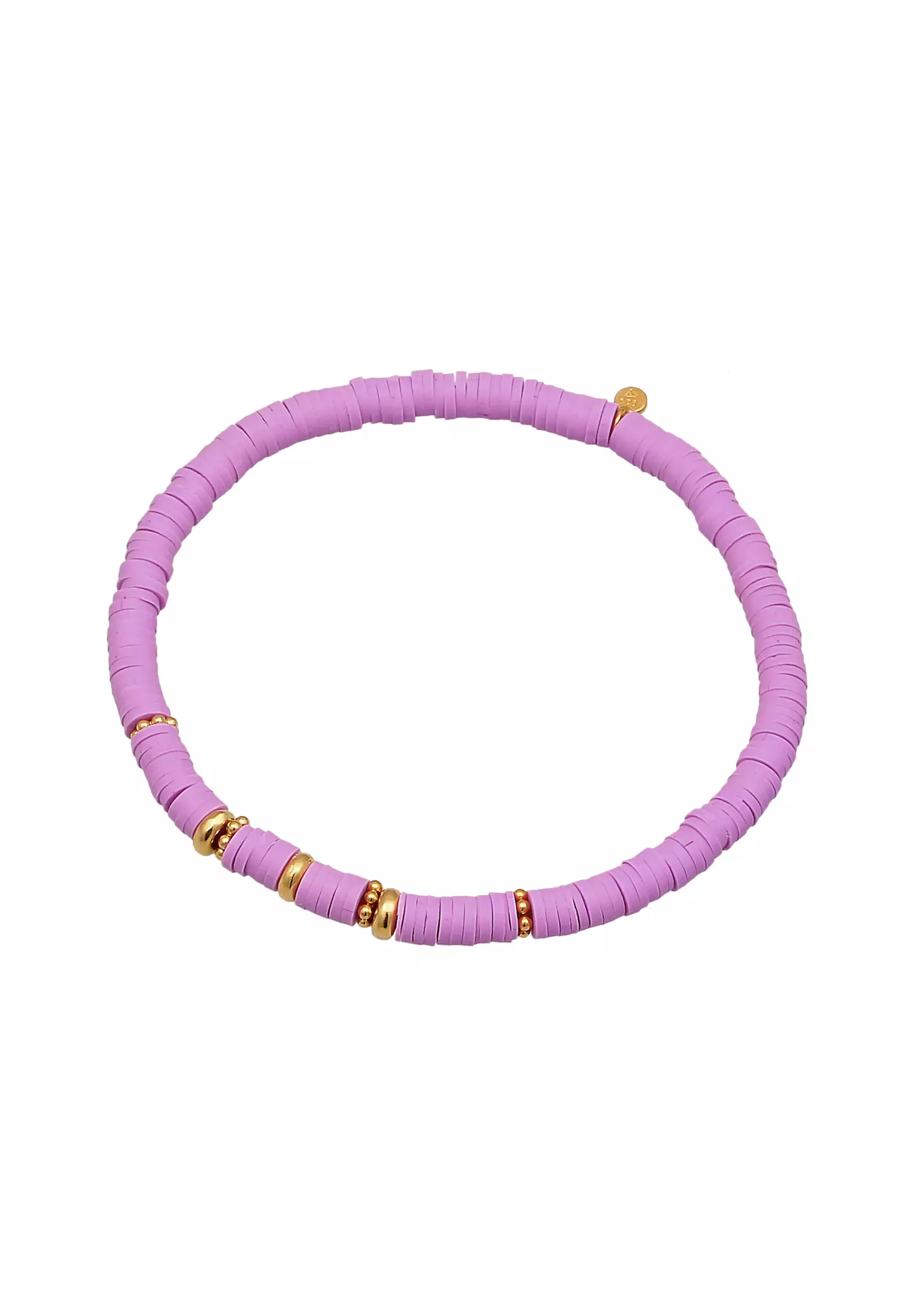 Bracelet Beads Heishi Pearls Pink Gold Plated