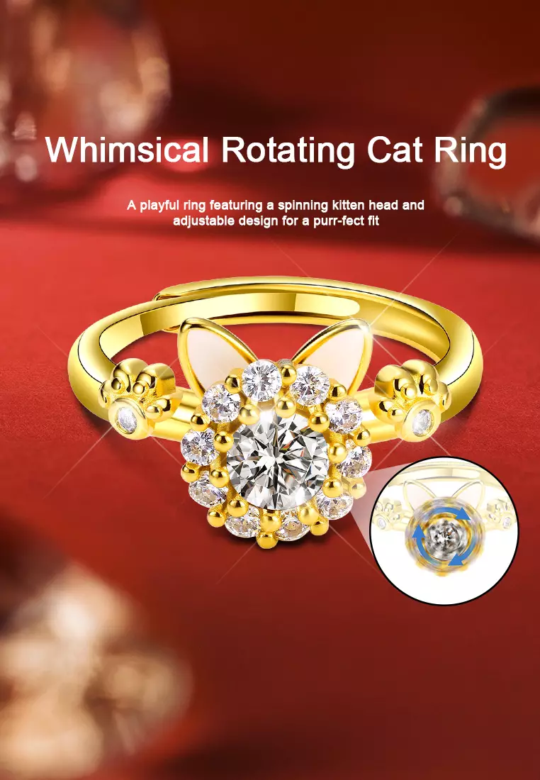 Cincin Wanita Korea Dapat Diputar Style Titanium Cincin Cewek Original Rings Kotak Indah