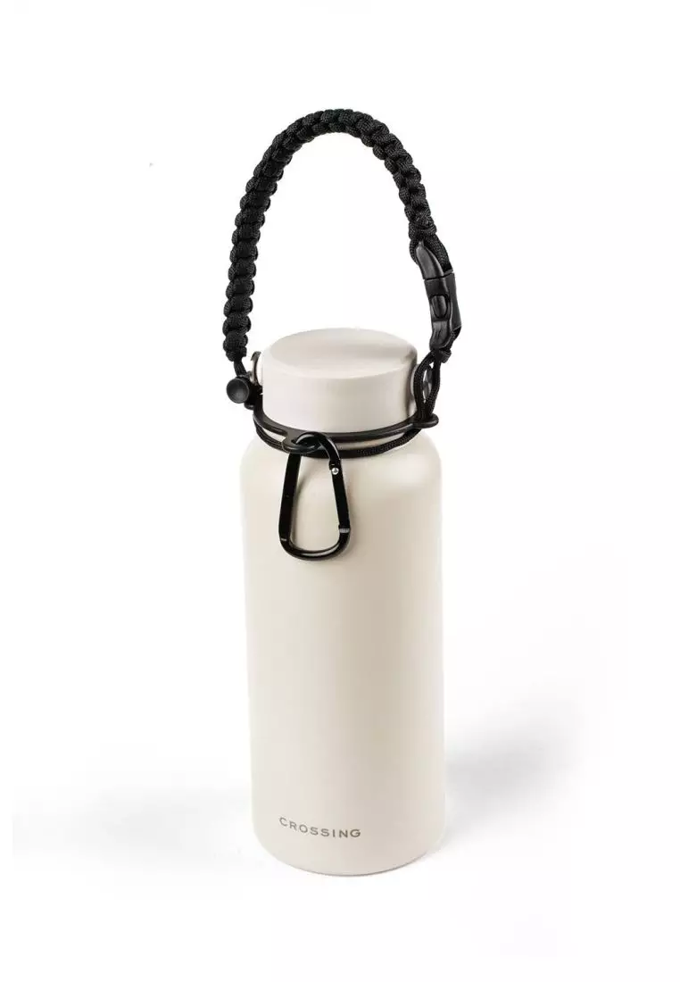 Crossing Paracord Bottle Carrier Strap with Carabiner - Black