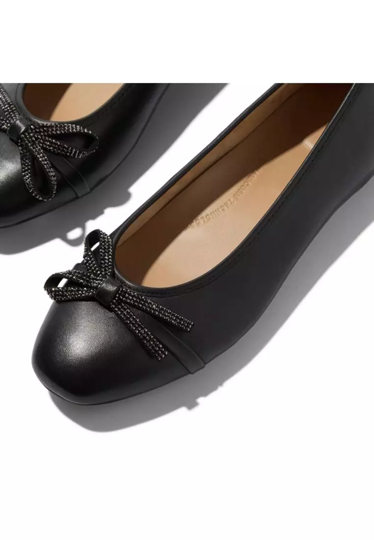 Delicato Glitz-Bow Leather Ballet Flats
