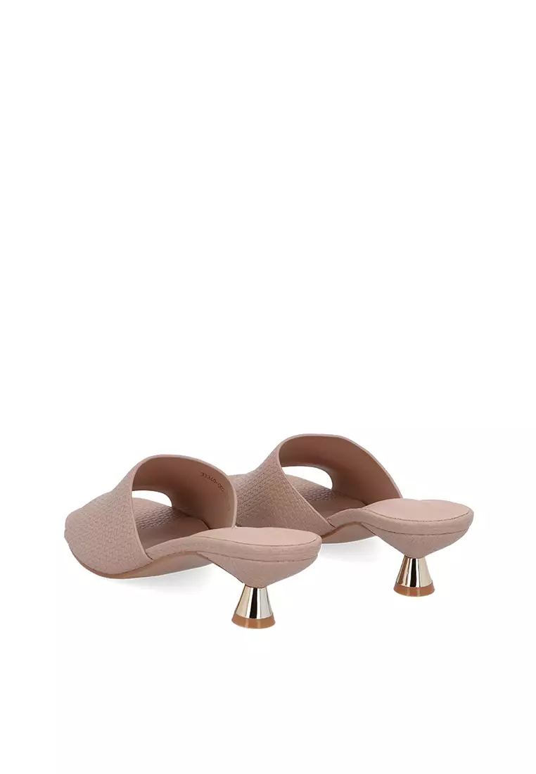 Medium Beige Eona Spool-Heeled Sandals