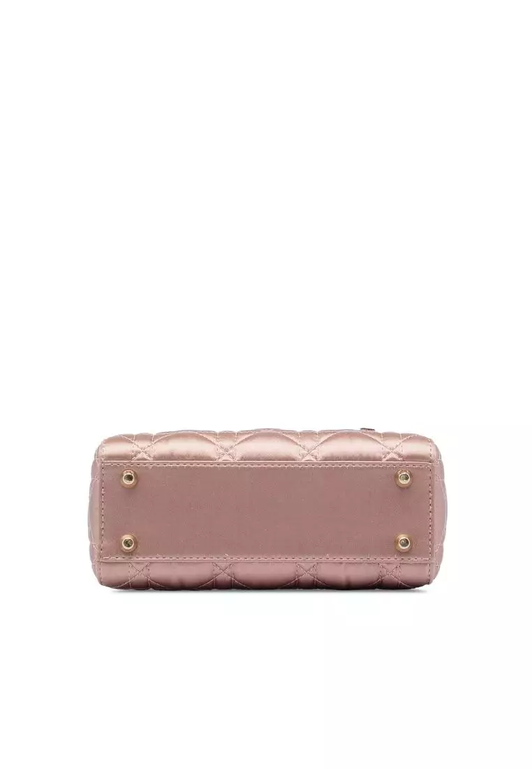 Pre-Loved Dior Mini Satin Cannage Swarovski Crystal Lady Dior