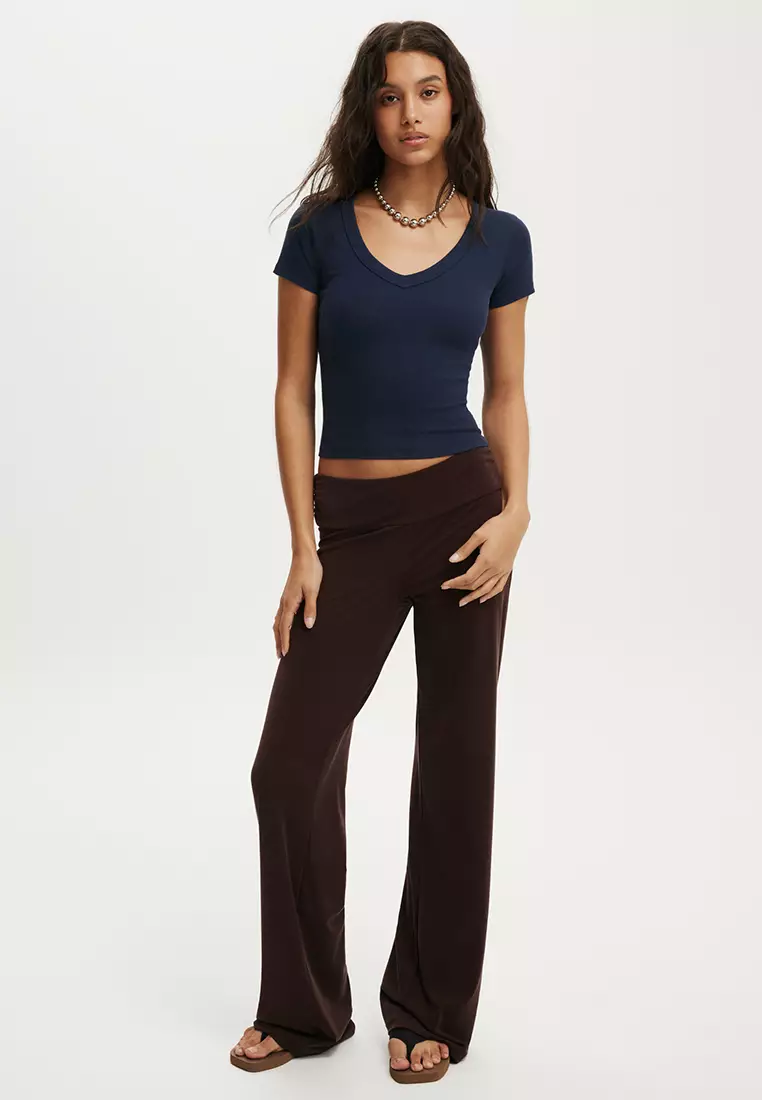 Goldie Rib V-Neck Short Sleeves Top