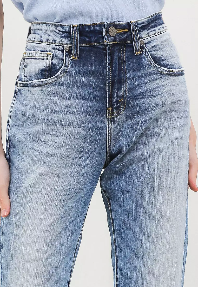 High Waist Straight Denim Pant Fwl369