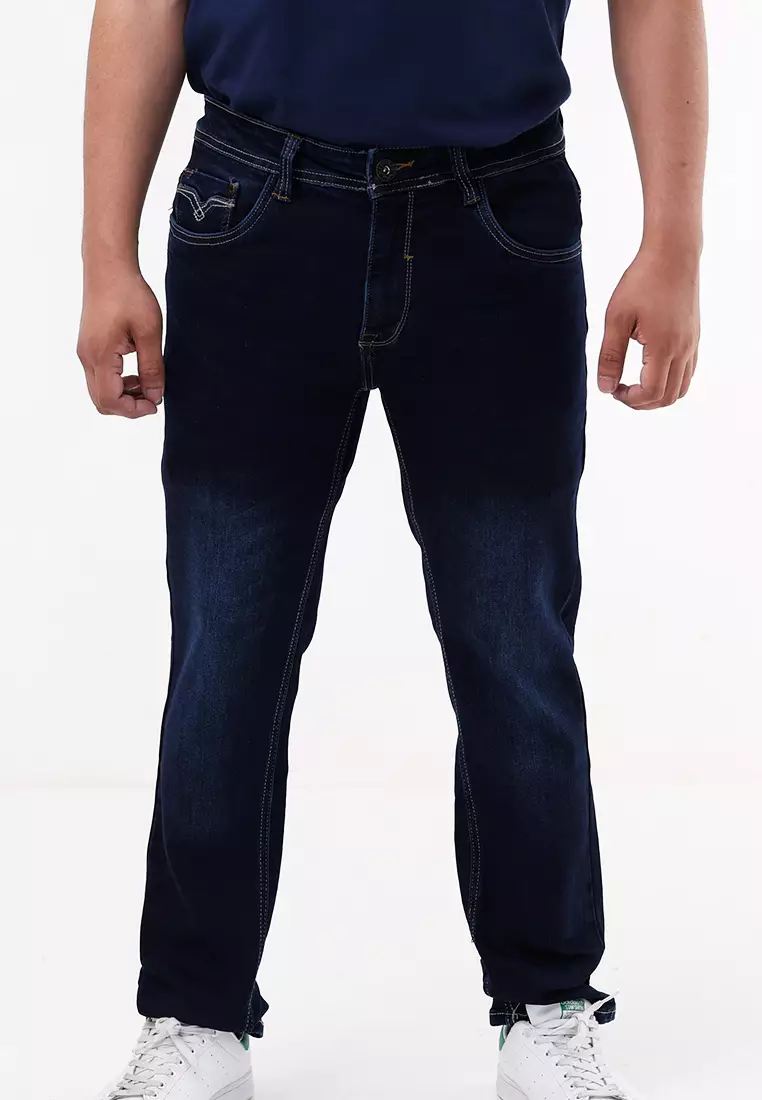 Buy Freego Mens Denim Slim Tapered Fit Stretch Jeans 2025 Online - Main Image
