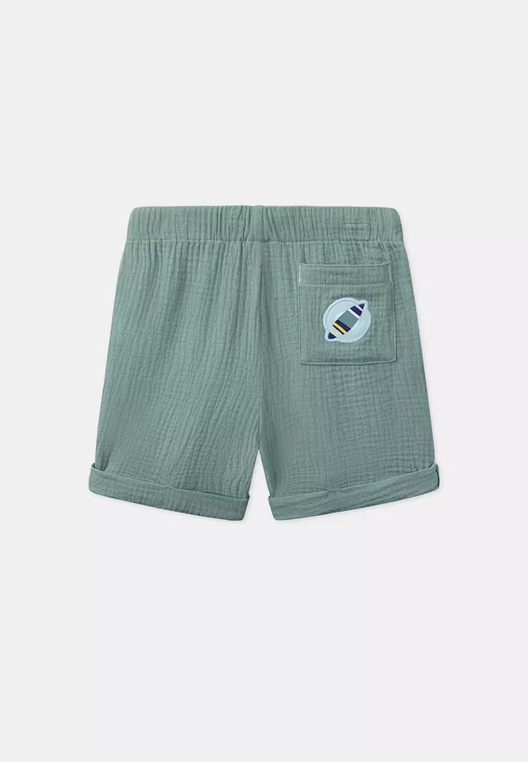 WATER GREEN COTTON GAUZE SHORTS