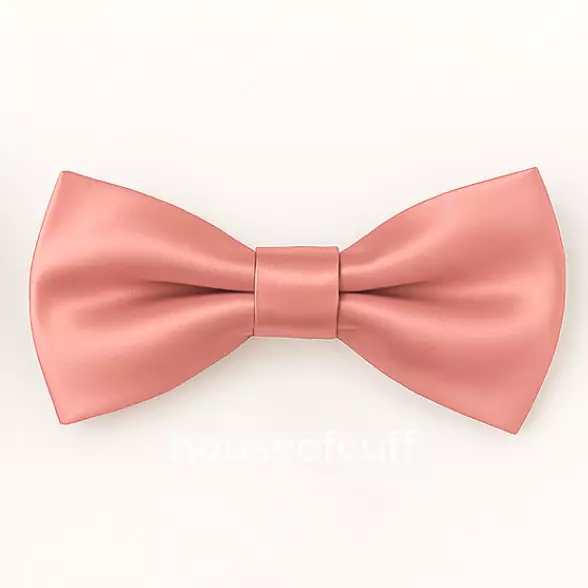 Houseofcuff Dasi Kupu Polos Bowtie Pria Bahan Satin Salmon Pink