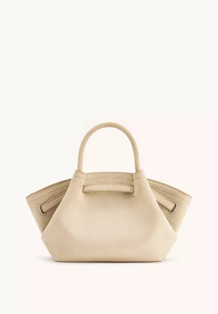 Hana Mini Faux Suede Tote Bag - Off White