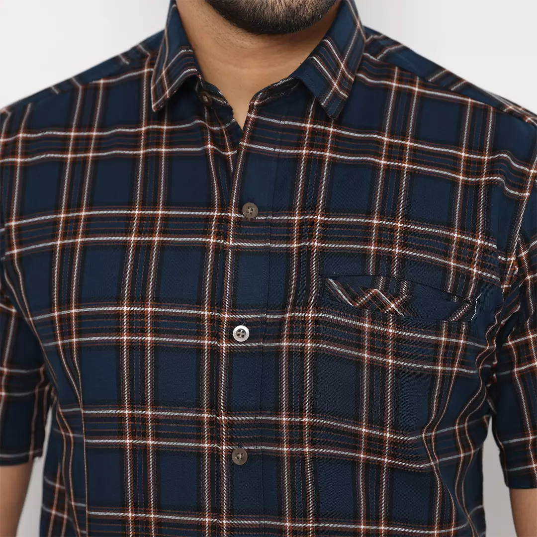 Simple Perfect Kemeja Pria Lengan Pendek Exclusive Premium Motif Kotak 2269 Navy