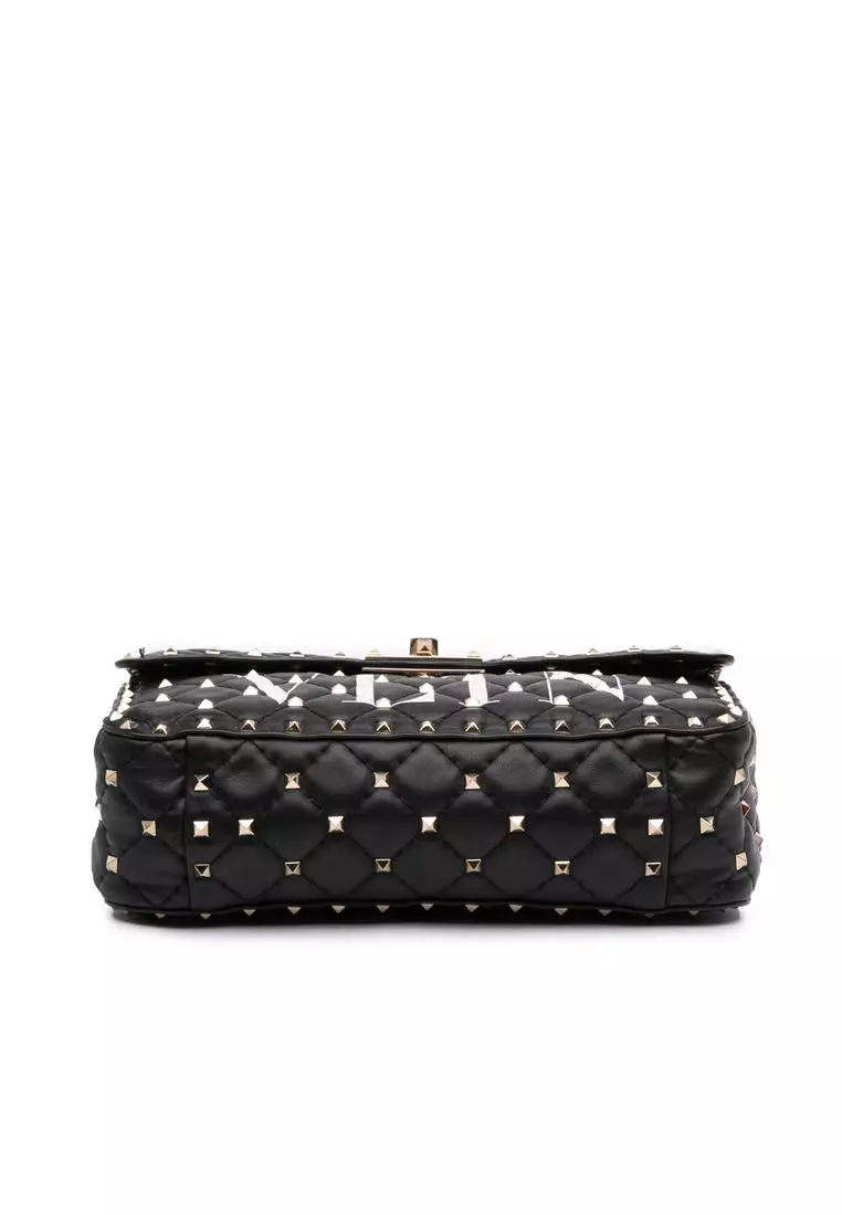 Pre-Loved Valentino Medium Lambskin Vltn Rockstud Spike Satchel