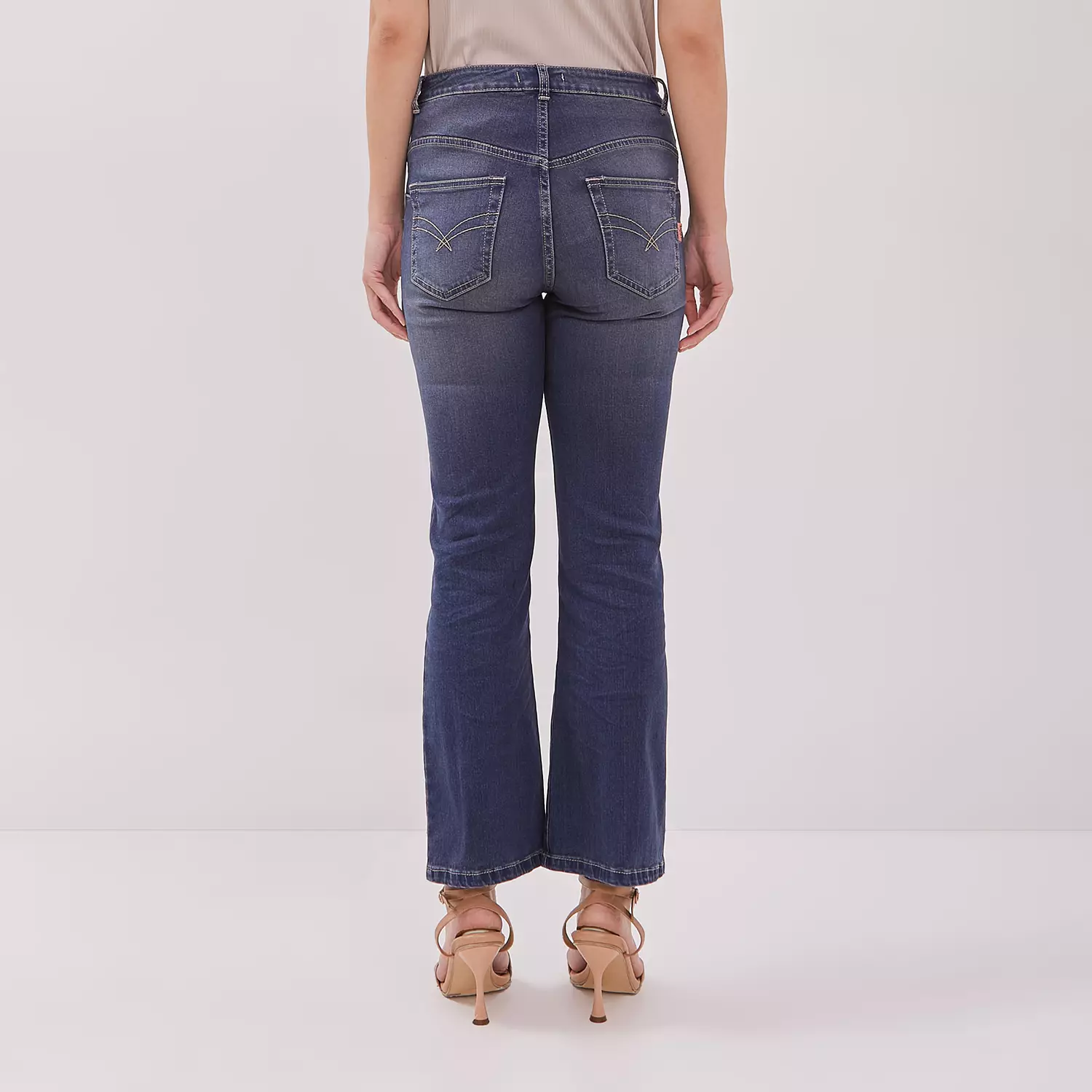 DUST Celana Cropped Cutbray Jeans Ranaya Medium Dark Blue Comfease (D.3828)
