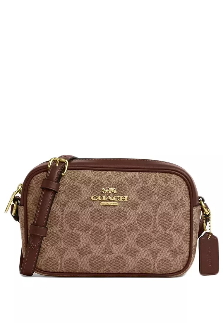 Mini Jamie Camera Bag In Signature Canvas - Tan/Brown