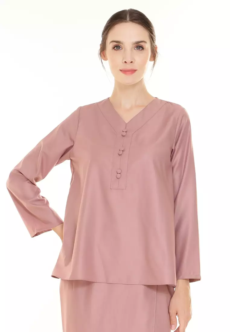 Kiera Kurung Kedah Modern in Dusty Pink