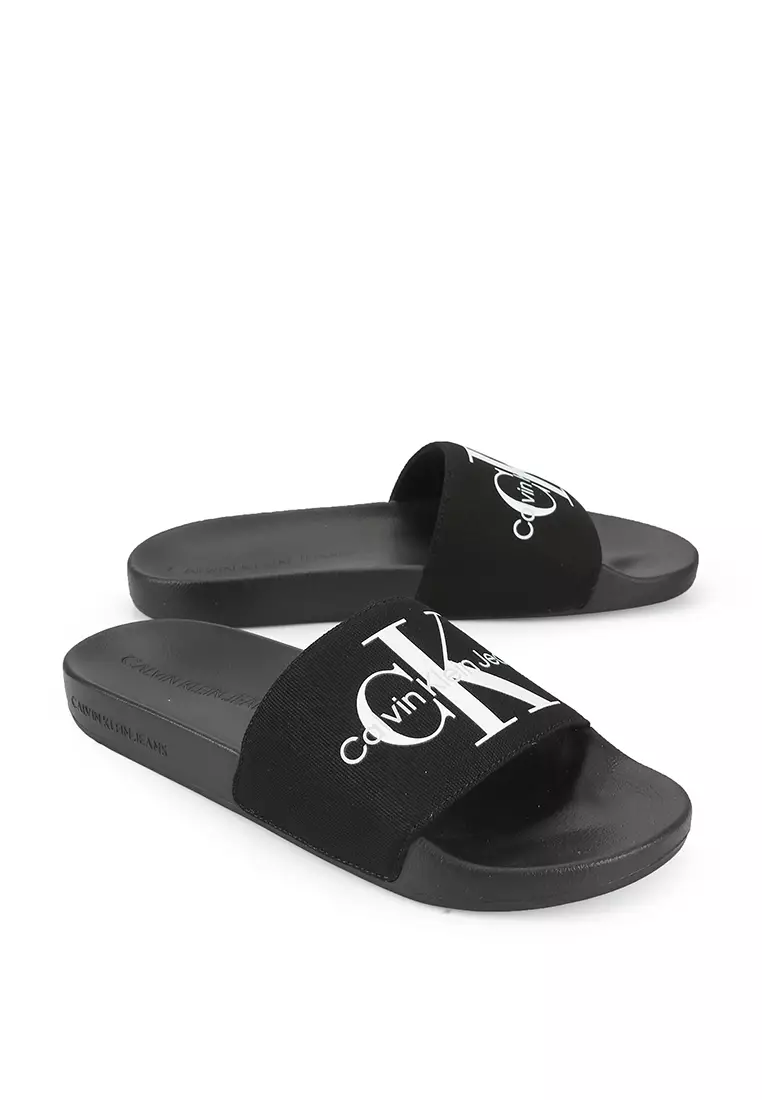 Buy Calvin Klein Monogram Cotton Slide Sandals - Calvin Klein Jeans  Footwear Online | Zalora Malaysia