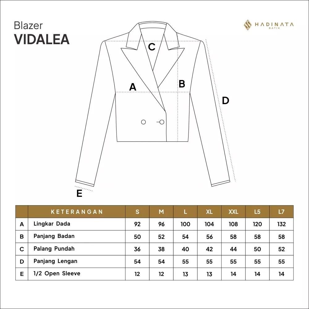 Hadinata Batik Premium Blazer Wanita Vidalea Navy