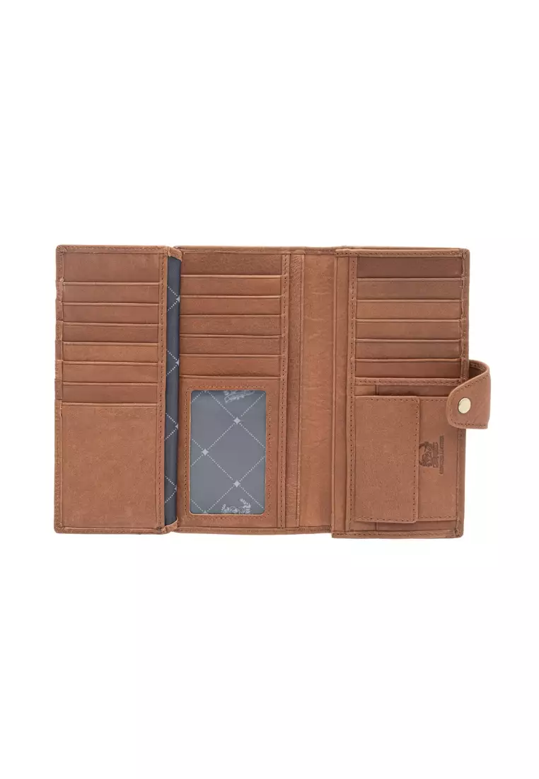 LancasterPolo Top Grain Cow Leather Unisex Bifold Long Wallet with Snap Closure PWB 20871