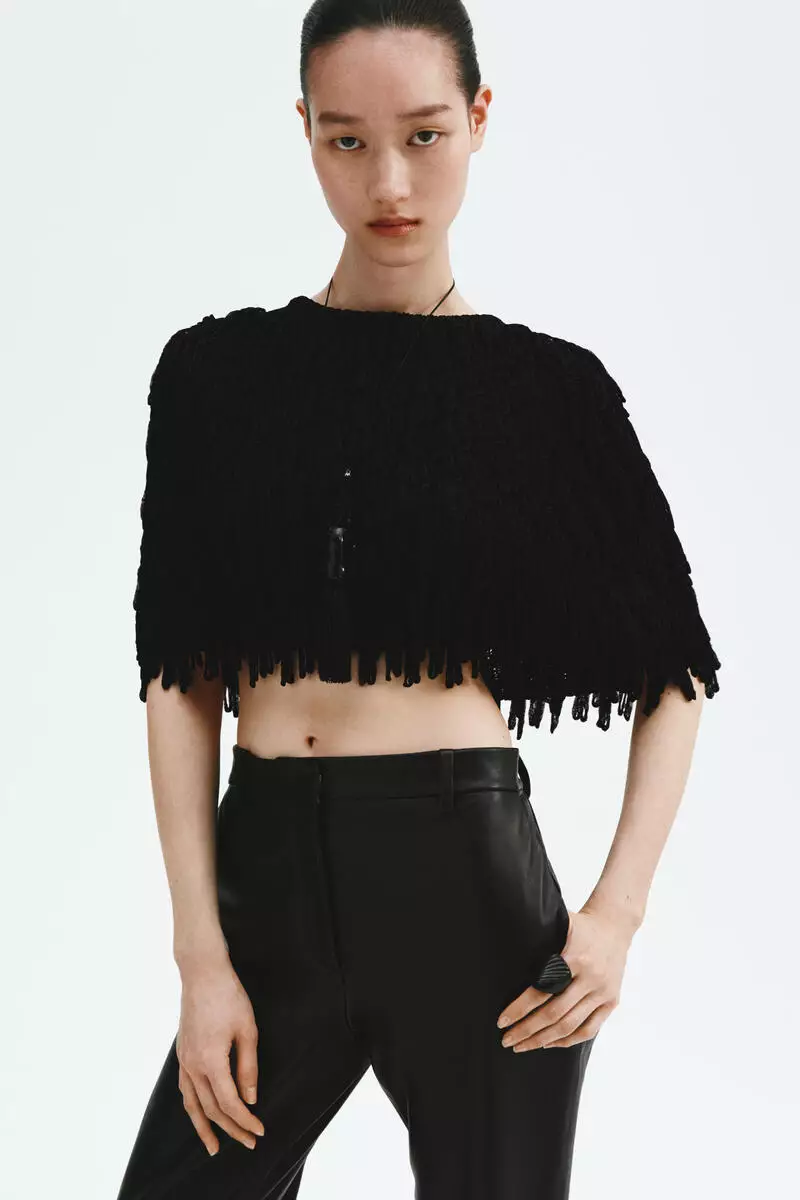 Buy H&M Fringed rib-knit cape 2026 Online | ZALORA