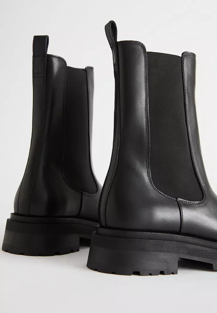 Chunky chelsea leather boots sale